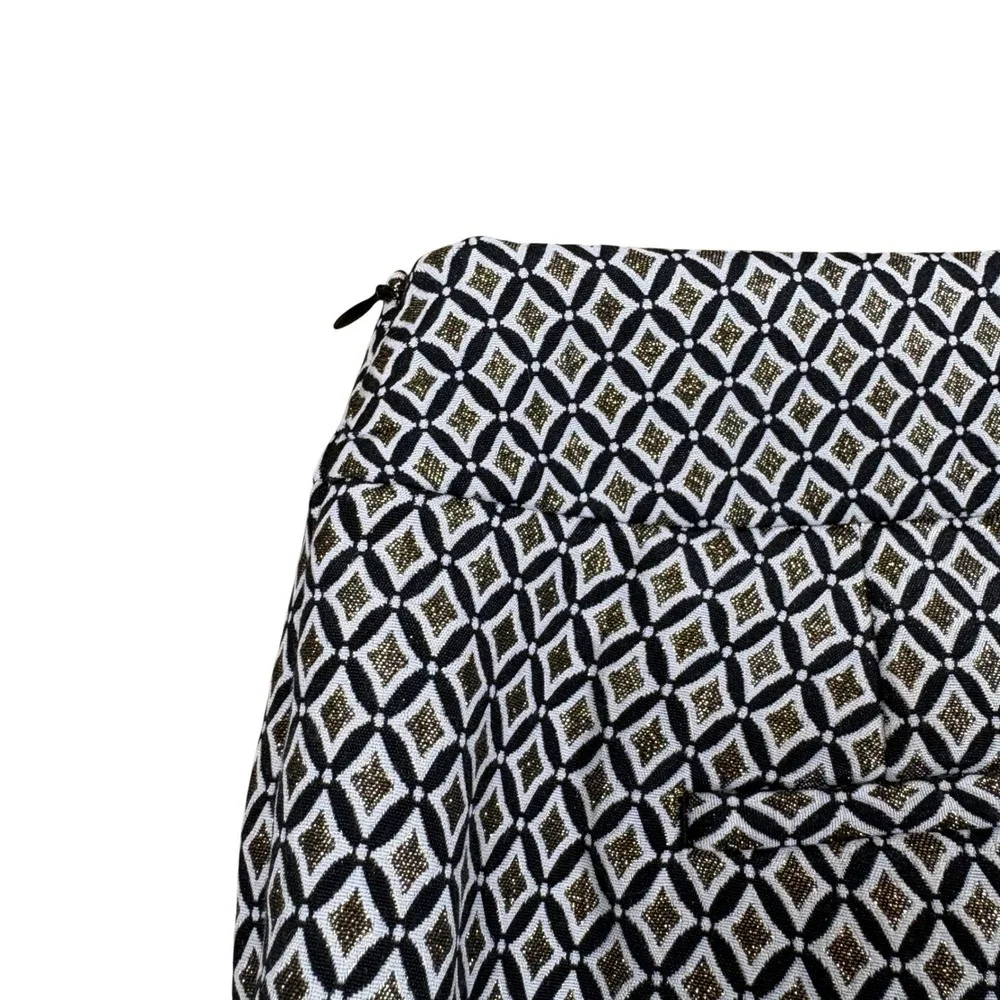 NWT Talbots Slim Ankle Pants Geo Jacquard Navy Blue Metallic Gold Trouser Size 6